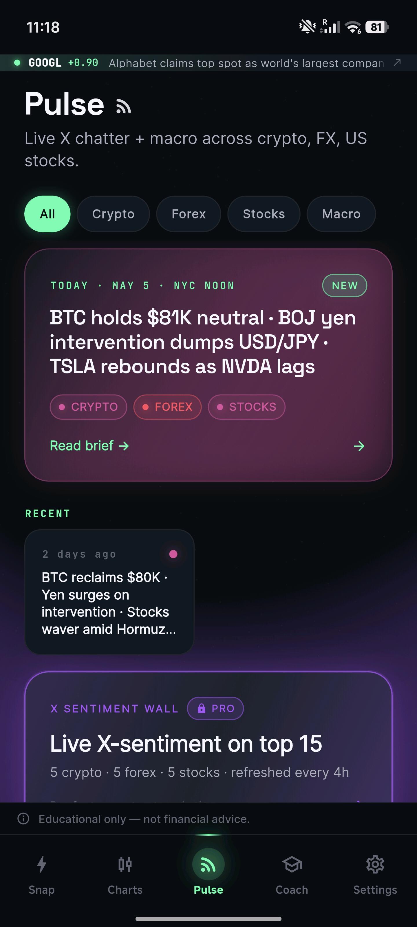 SnapPulse AI Pulse daily brief feature preview